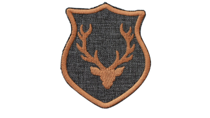 Hirschkopf Aufnäher Wappenform